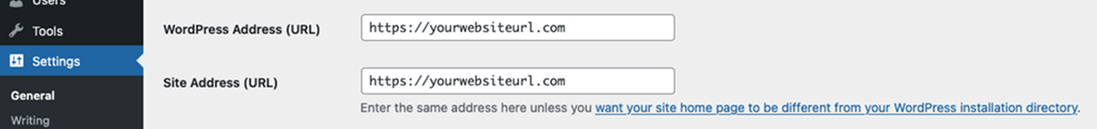 WordPress Address and Site Address