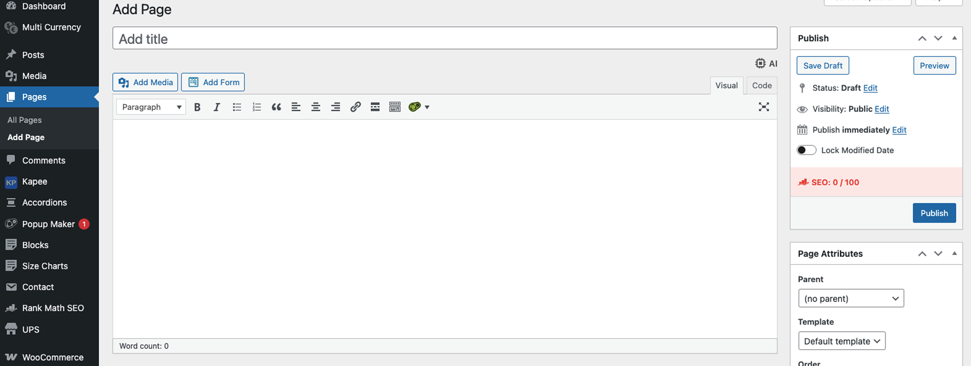 Page creation workflow