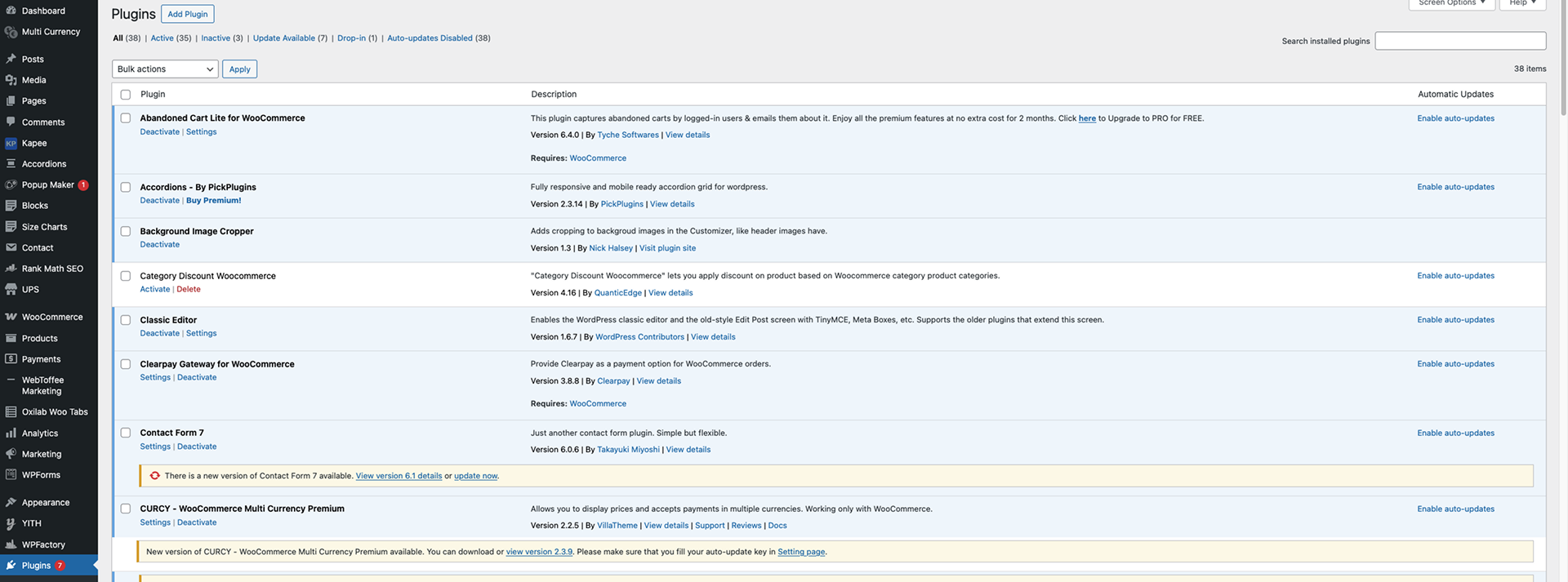 Too many plugins installed in the website