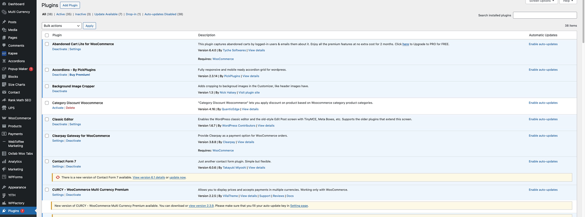 Too many plugins installed in the website