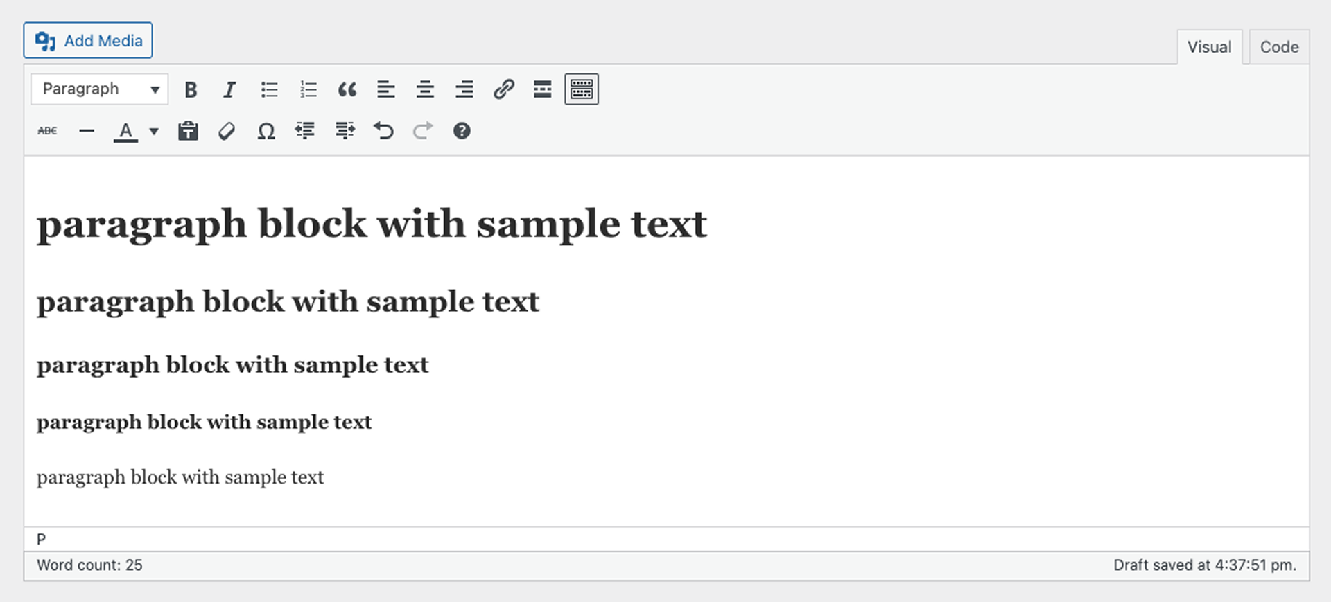 Block editor interface showing different WordPress blocks