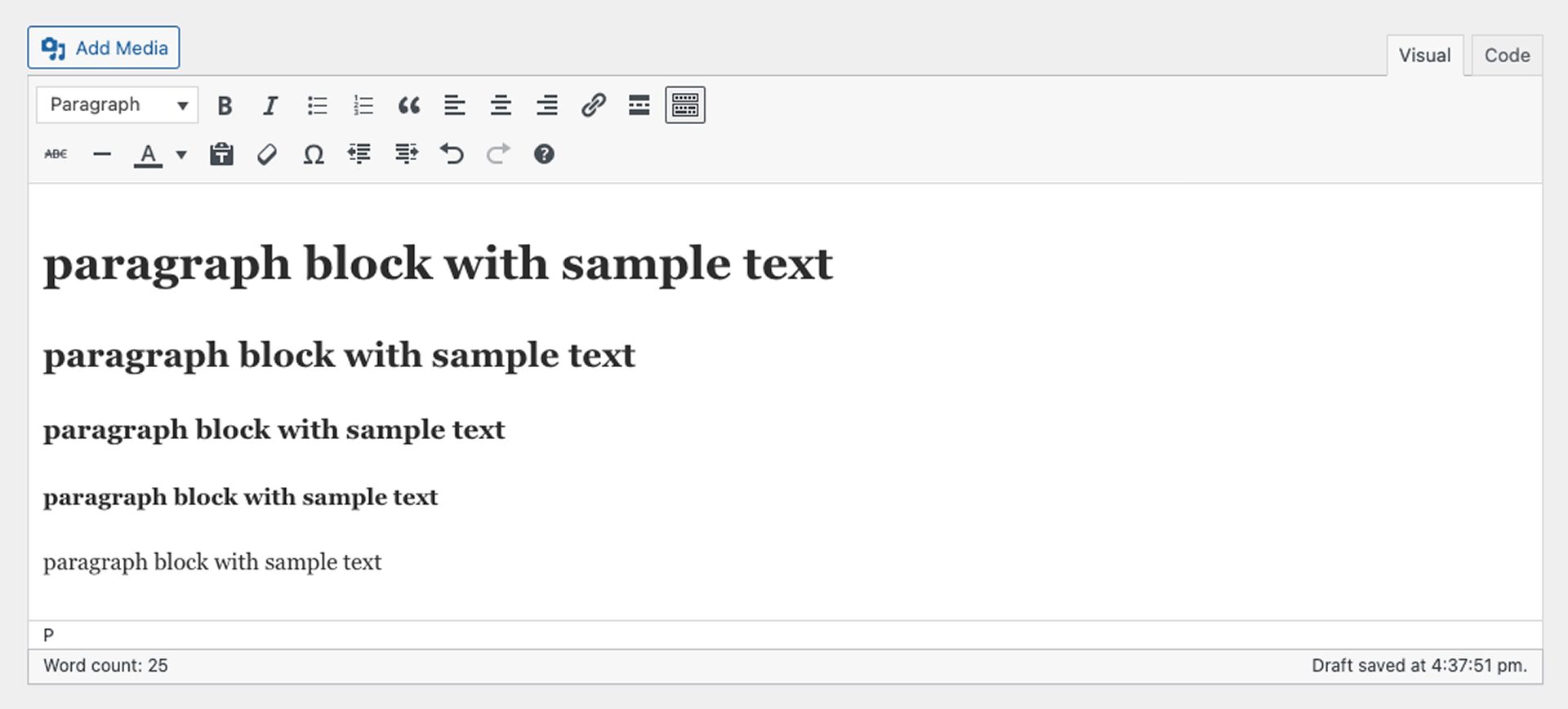 Block editor interface showing different WordPress blocks